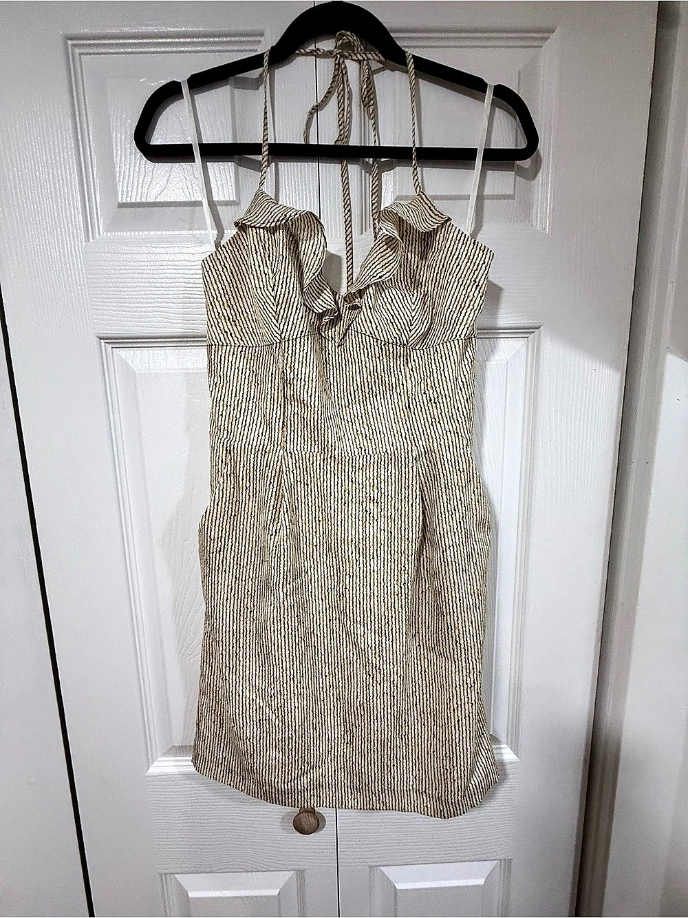 BCBG Generation Striped Mini Dress in Cream & Gold Size Medium NWT